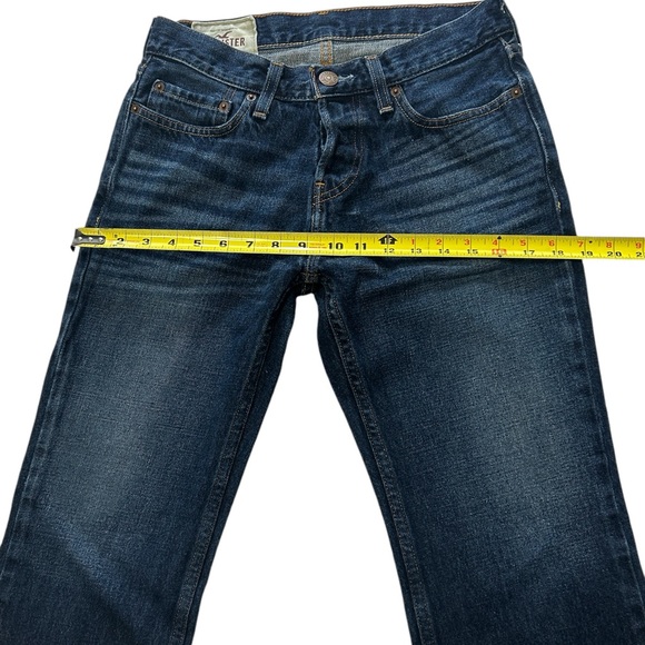 Hollister Mens 28x30 Straight Leg Dark Blue Button Fly Denim Blue Jeans EUC - Picture 5 of 16